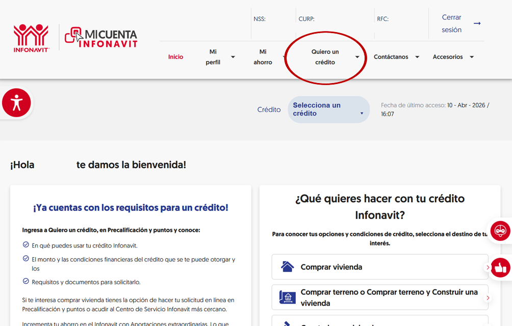 Paso 2 - Menú Quiero un Crédito